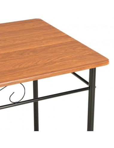 Set da Pranzo 7 pz in MDF e Acciaio Marrone