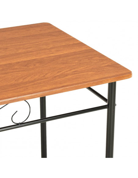 Set da Pranzo 7 pz in MDF e Acciaio Marrone