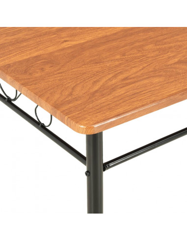 Set da Pranzo 7 pz in MDF e Acciaio Marrone