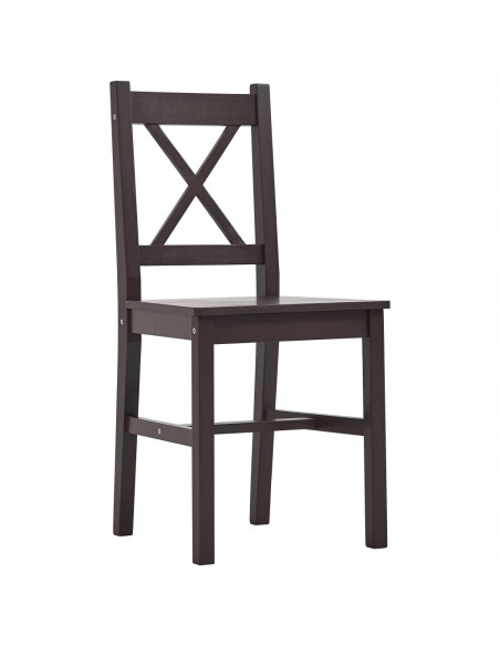 Set da Pranzo 7 pz in Legno di Pino Marrone Scuro