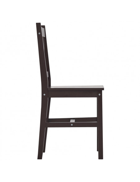 Set da Pranzo 7 pz in Legno di Pino Marrone Scuro
