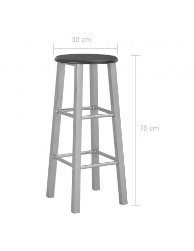 Set da Bar 3 pz in Legno e Acciaio Nero