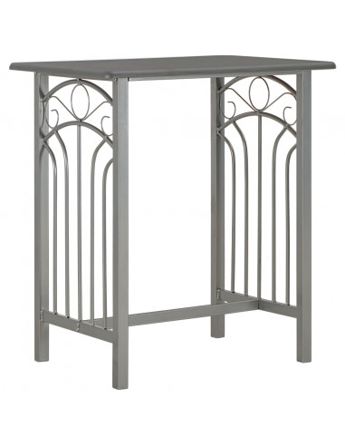 Set da Bar 3 pz in Legno e Acciaio Antracite