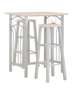 Set da Bar 3 pz in Legno e Acciaio 2