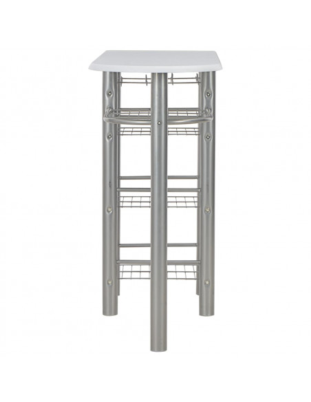 Set da Bar 3 pz con Mensole in Legno e Acciaio Bianco