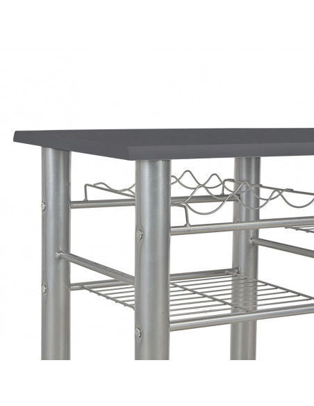 Set da Bar 3 pz con Mensole in Legno e Acciaio Nero