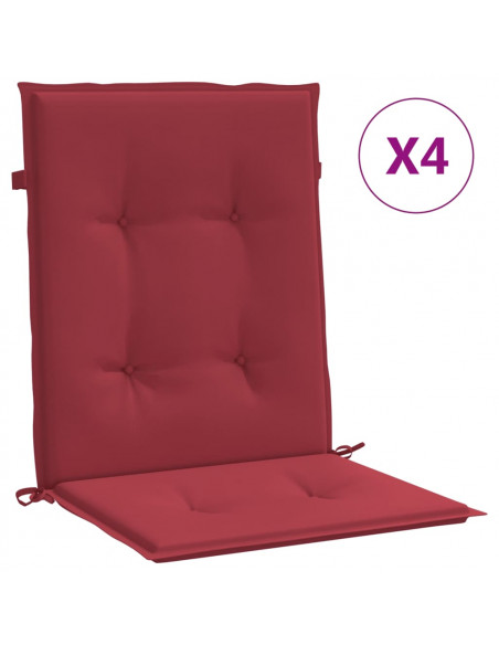 Cuscini per Sedia 4 pz Rosso Vino 100x50x7 cm in Tessuto