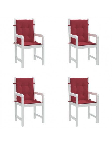 Cuscini per Sedia 4 pz Rosso Vino 100x50x7 cm in Tessuto