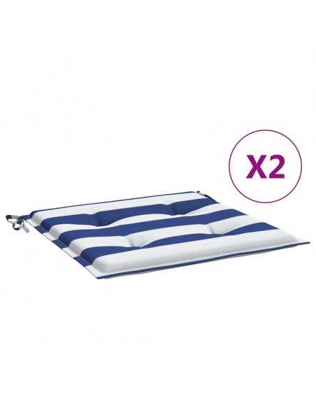 Cuscini per Sedia 2 pz Strisce Bianche e Blu 40x40x3 cm Tessuto