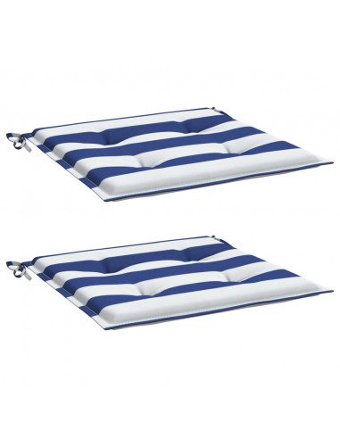 Cuscini per Sedia 2 pz Strisce Bianche e Blu 40x40x4 cm Tessuto