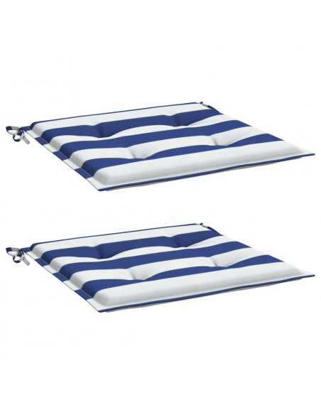 Cuscini per Sedia 2 pz Strisce Bianche e Blu 40x40x3 cm Tessuto