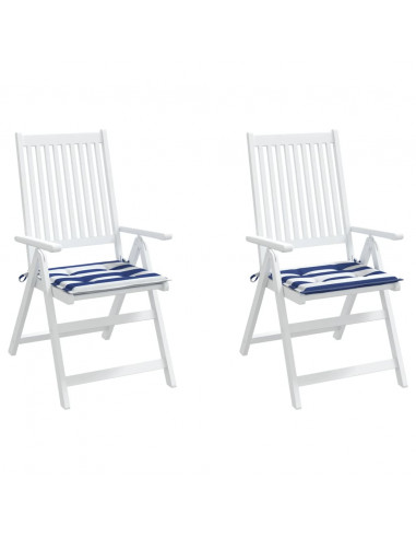 Cuscini per Sedia 2 pz Strisce Bianche e Blu 40x40x4 cm Tessuto
