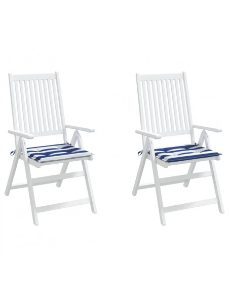 Cuscini per Sedia 2 pz Strisce Bianche e Blu 40x40x3 cm Tessuto