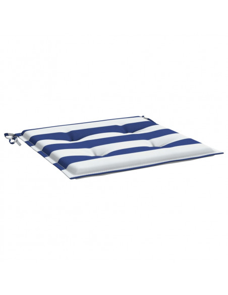 Cuscini per Sedia 2 pz Strisce Bianche e Blu 40x40x3 cm Tessuto