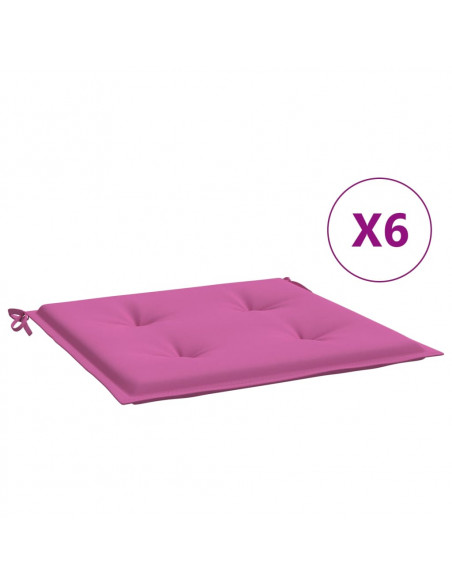 Cuscini per Sedia 6 pz Rosa 40x40x3 cm in Tessuto