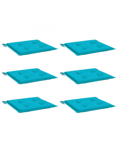 Cuscini per Sedia 6 pz Turchese 50x50x3 cm in Tessuto