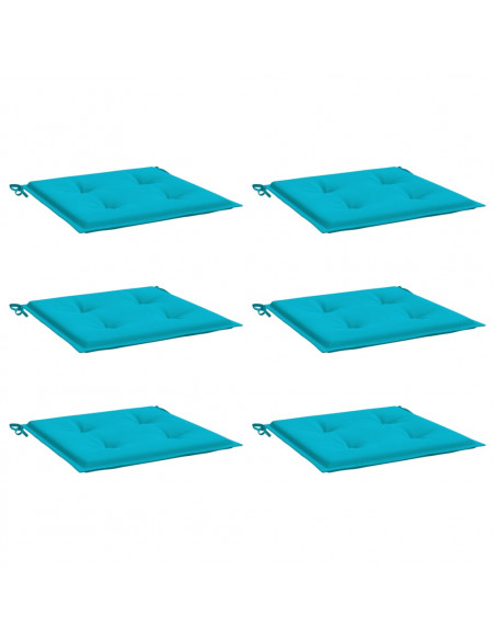 Cuscini per Sedia 6 pz Turchese 50x50x3 cm in Tessuto