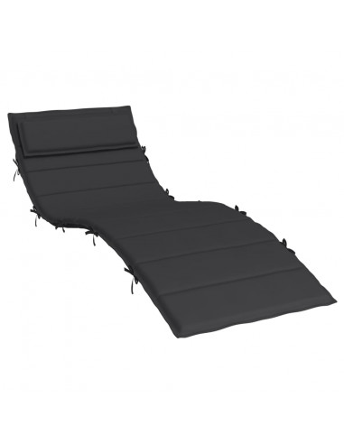 Cuscino per Lettino Nero 180x60x4 cm in Tessuto Oxford