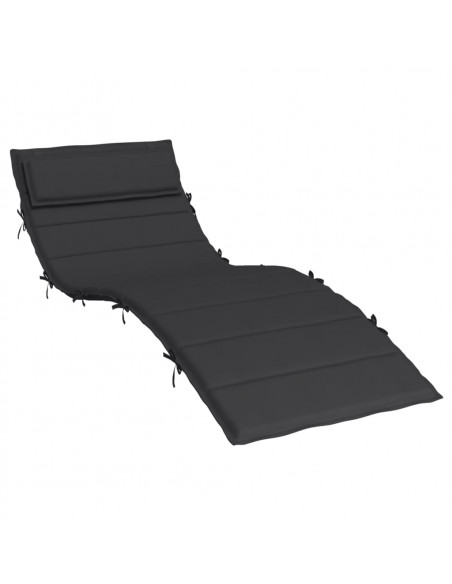 Cuscino per Lettino Nero 180x60x4 cm in Tessuto Oxford