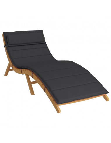 Cuscino per Lettino Nero 180x60x4 cm in Tessuto Oxford