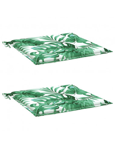 Cuscini per Sedia 2 pz Motivo a Foglie 50x50x3 cm in Tessuto