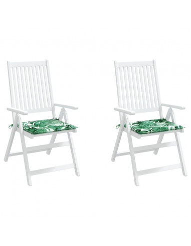 Cuscini per Sedia 2 pz Motivo a Foglie 50x50x3 cm in Tessuto