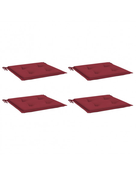Cuscini per Sedia 4 pz Rosso Vino 40x40x3 cm in Tessuto Oxford