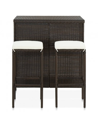 Set da Bar 3 pz in Polyrattan Marrone
