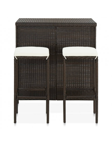 Set da Bar 3 pz in Polyrattan Marrone