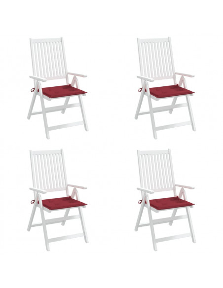 Cuscini per Sedia 4 pz Rosso Vino 40x40x3 cm in Tessuto Oxford
