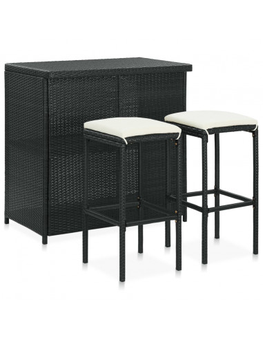 Set da Bar 3 pz in Polyrattan Nero