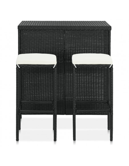 Set da Bar 3 pz in Polyrattan Nero