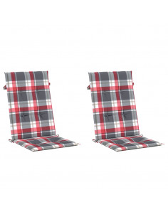 Cuscini per Sedie 2 pz Rossi a Quadri 120x50x3 cm in Tessuto 2