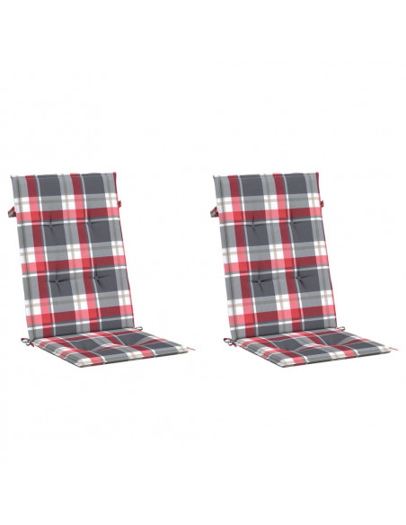 Cuscini per Sedie 2 pz Rossi a Quadri 120x50x3 cm in Tessuto
