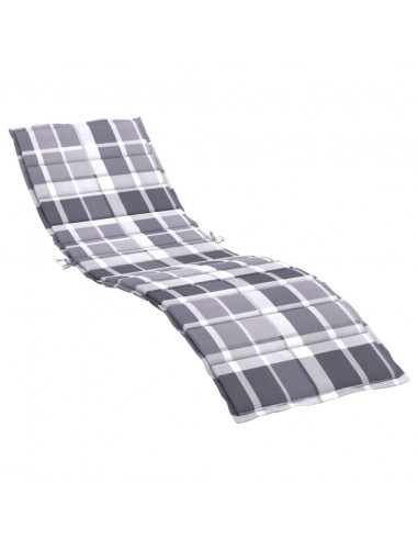 Cuscino per Lettino a Quadri Grigi 200x70x3cm Tessuto Oxford