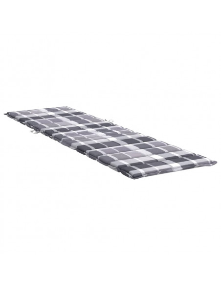 Cuscino per Lettino a Quadri Grigi 200x70x3cm Tessuto Oxford
