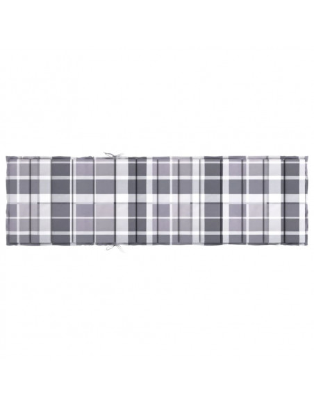 Cuscino per Lettino a Quadri Grigi 200x70x3cm Tessuto Oxford