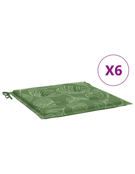 Cuscini per Sedia 6 pz Motivo a Foglie 40x40x3 cm Tessuto
