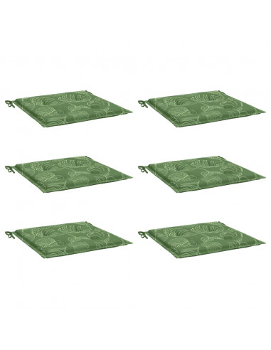Cuscini per Sedia 6 pz Motivo a Foglie 40x40x3 cm Tessuto