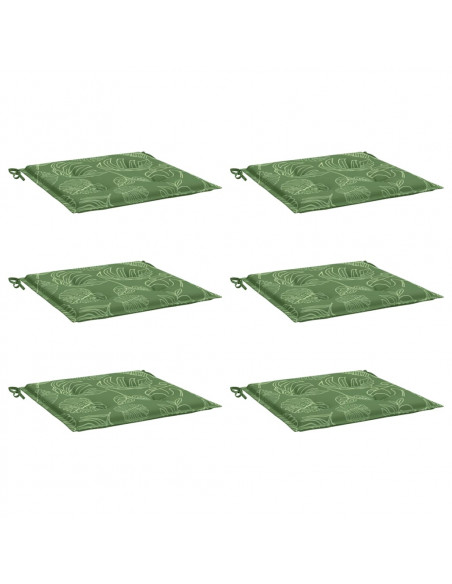 Cuscini per Sedia 6 pz Motivo a Foglie 40x40x3 cm Tessuto