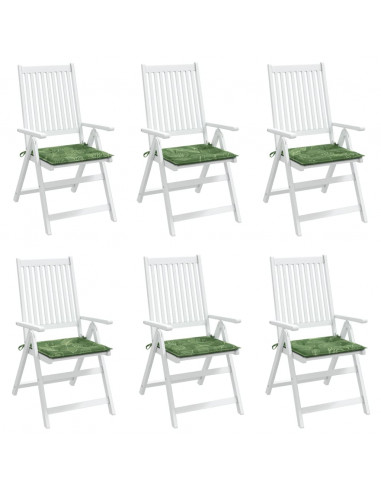 Cuscini per Sedia 6 pz Motivo a Foglie 40x40x3 cm Tessuto