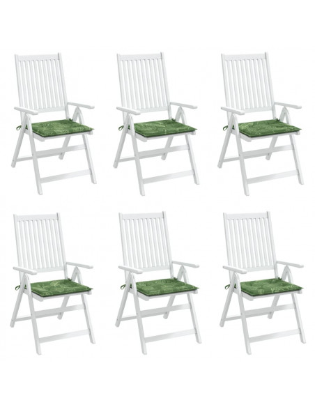 Cuscini per Sedia 6 pz Motivo a Foglie 40x40x3 cm Tessuto