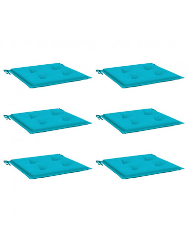Cuscini per Sedia 6 pz Turchese 40x40x3 cm in Tessuto