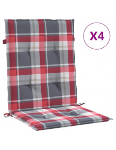 Cuscini per Sedia 4 pz a Quadri Rossi 100x50x3cm Tessuto Oxford 2