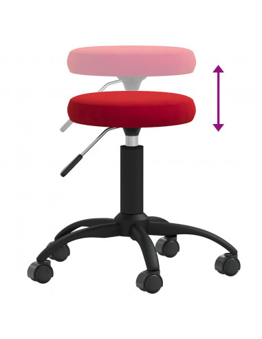 Sgabello da Massaggio in Velluto Rosso Vino