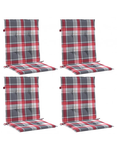 Cuscini per Sedia 4 pz a Quadri Rossi 100x50x3cm Tessuto Oxford