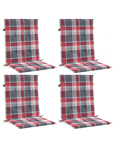 Cuscini per Sedia 4 pz a Quadri Rossi 100x50x3cm Tessuto Oxford