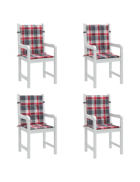 Cuscini per Sedia 4 pz a Quadri Rossi 100x50x3cm Tessuto Oxford