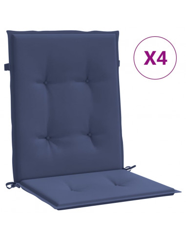 Cuscini Sedia Schienale Basso 4 pz Blu Marino in Tessuto