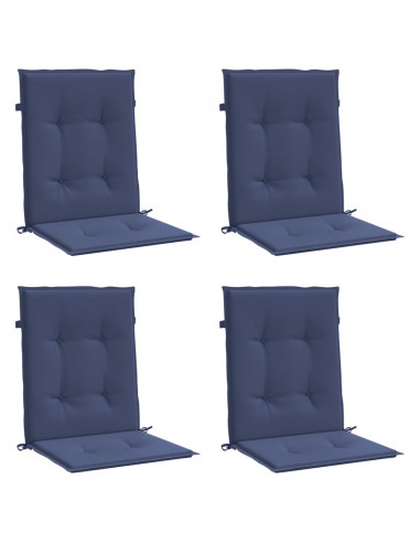 Cuscini Sedia Schienale Basso 4 pz Blu Marino in Tessuto